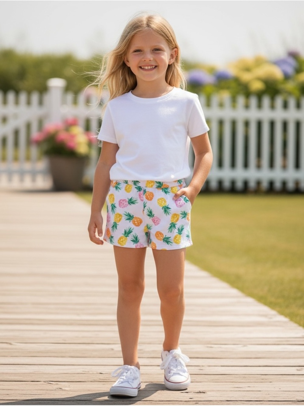 Janie & Jack Pineapple French Terry Short 100% Cotton size 11-12 EUC/NWOT